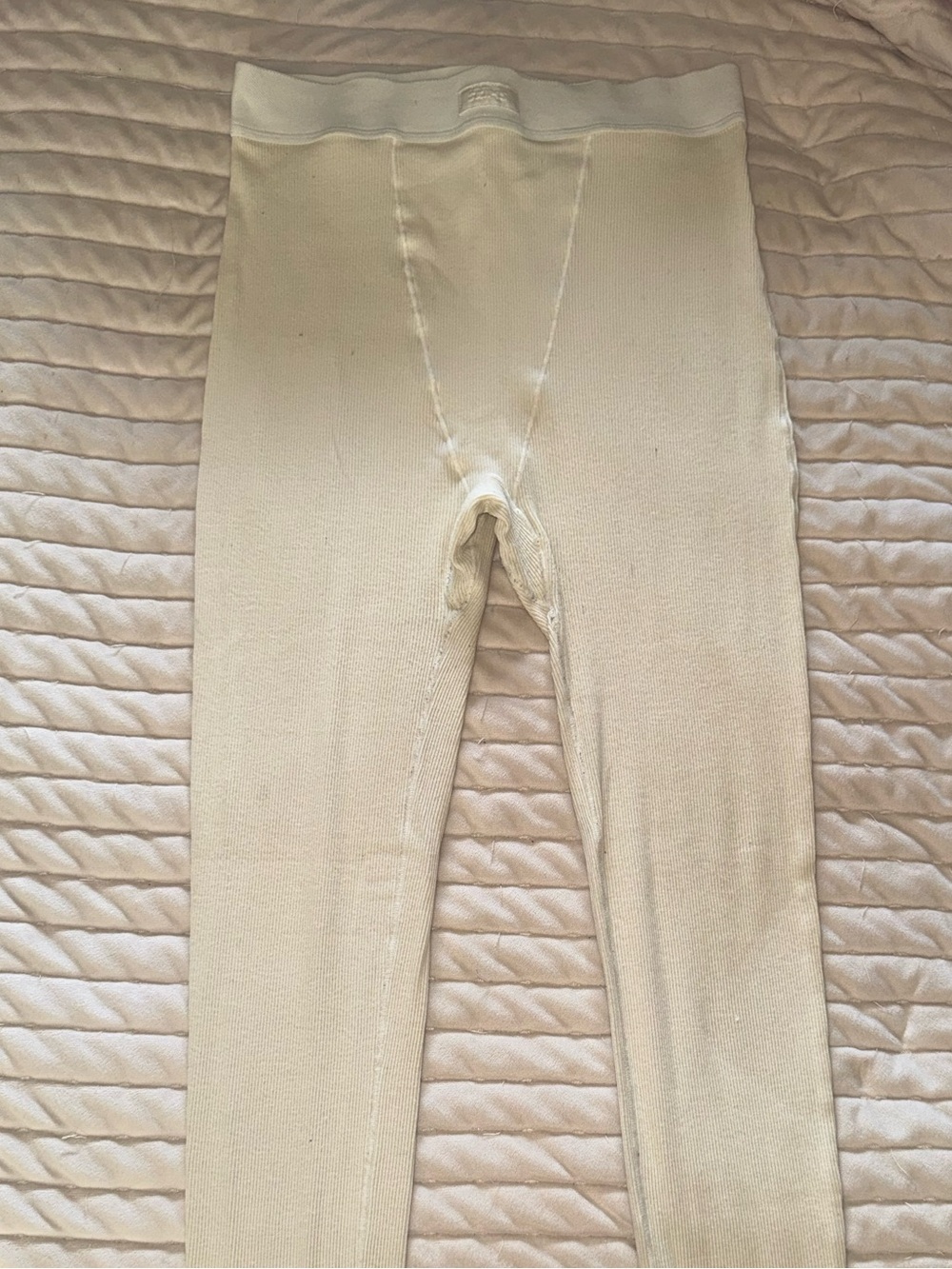 SKIMS Cream Ribbed Thermal Leggings
